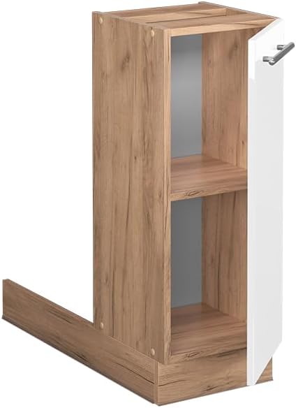 Vicco Kücheninsel Fame-Line, Weiss Hochglanz/Goldkraft Eiche, 30 cm ohne Arbeitsplatte Regalinselunt