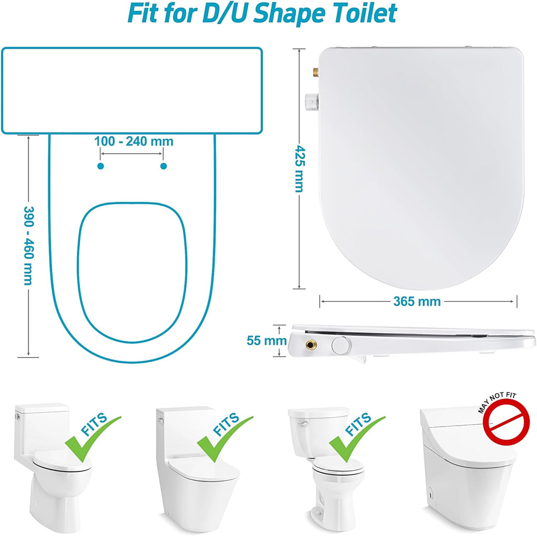SAMODRA Bidet Toilettensitz - Dusch WC Aufsatz Bidet Japanische Toilette - WC Sitz D Form mit Absenk