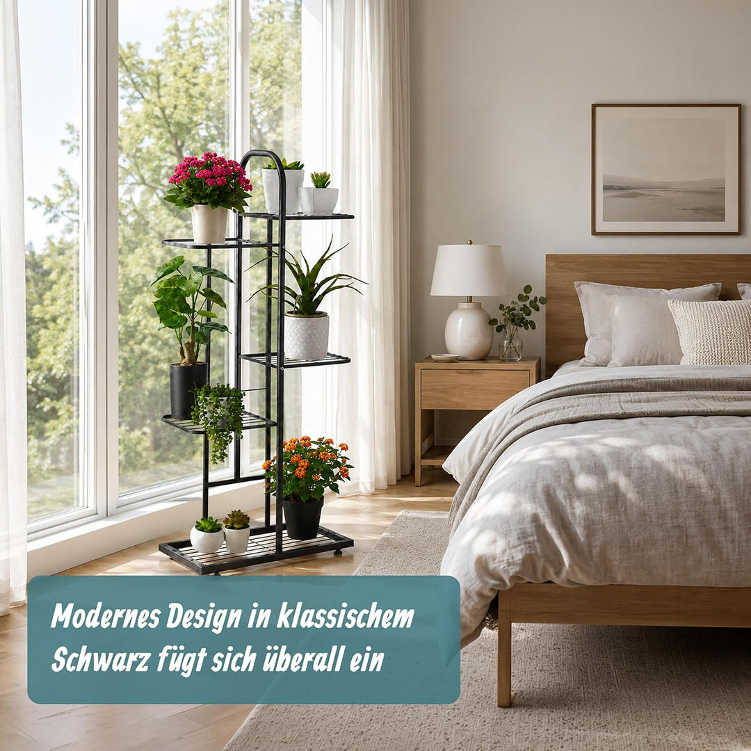 Relaxdays Pflanzenständer, 5 Ablagen, Pflanzentreppe Blumen &amp; Kräuter, Metall Blumenständer, HxBxT: