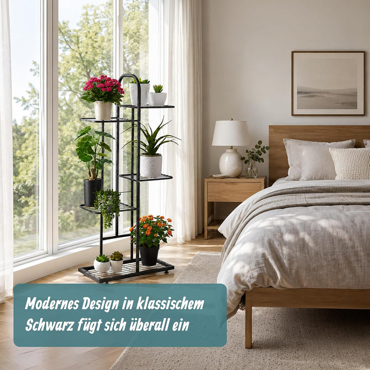 Relaxdays Pflanzenständer, 5 Ablagen, Pflanzentreppe Blumen &amp; Kräuter, Metall Blumenständer, HxBxT: