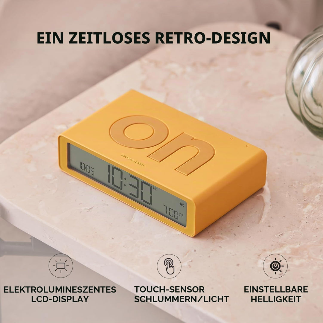 Lexon Flip Classic Morgenwecker, beleuchtet, wendbar mit Seiten on Off und Snooze-Funktion, mit LCD-