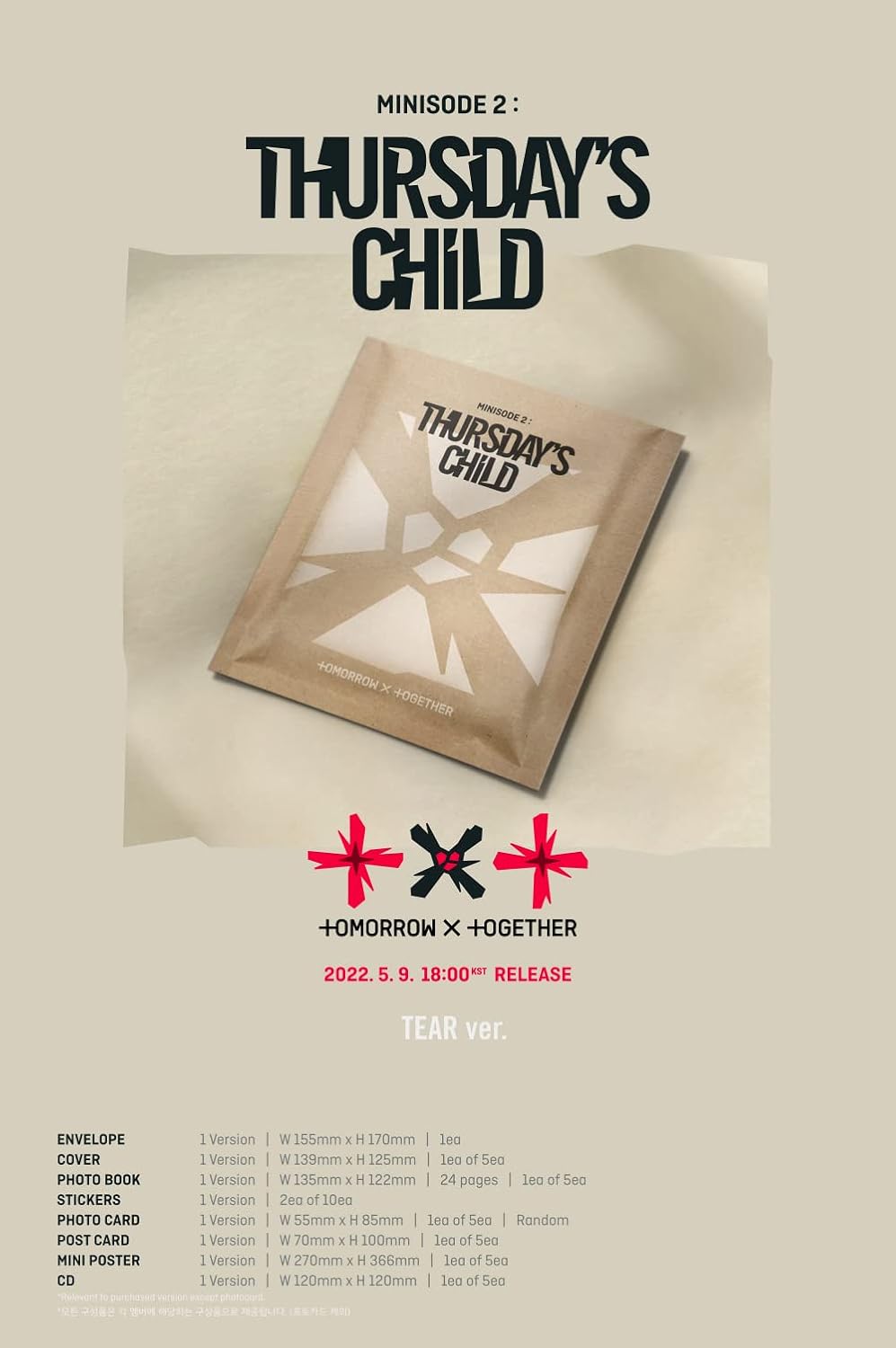 TXT - 4th Mini Album minisode 2: Thursday's Child TEAR Random version CD