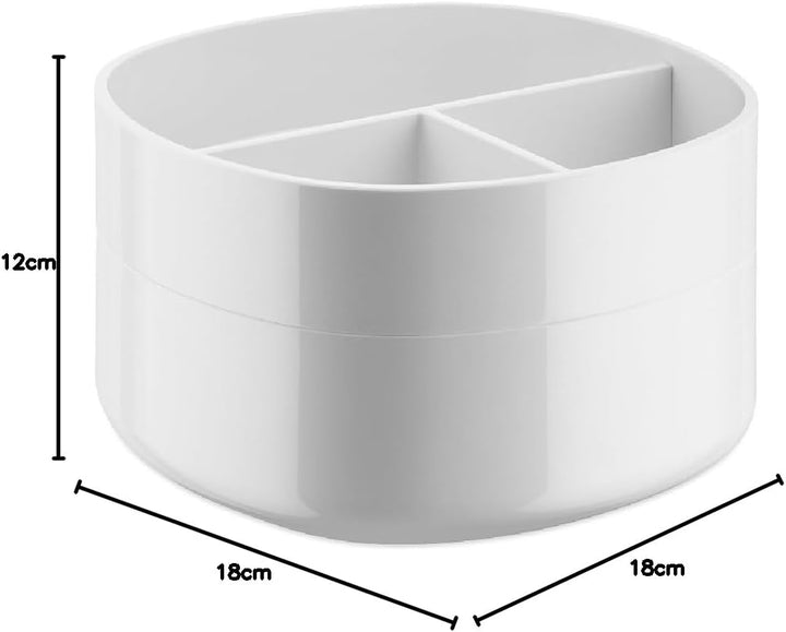 Alessi "Birillo" Behälter fürs Bad aus PMMA mit mehreren Fächern und Deckel, weiss, L 18cm, B 18cm,