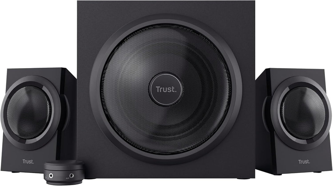 Trust Yuri 2.1 PC Lautsprecher mit Subwoofer, 120W Spitzenleistung, Subwoofer aus Holz mit einem Sta