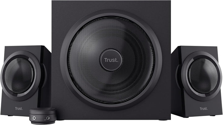 Trust Yuri 2.1 PC Lautsprecher mit Subwoofer, 120W Spitzenleistung, Subwoofer aus Holz mit einem Sta