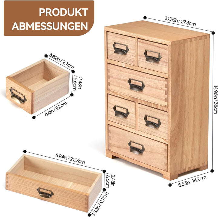 KIRIGEN Schreibtisch Schublade Schrank Storage Organizer 6 Schubladen Mini Chest mit Lable Holder Gr