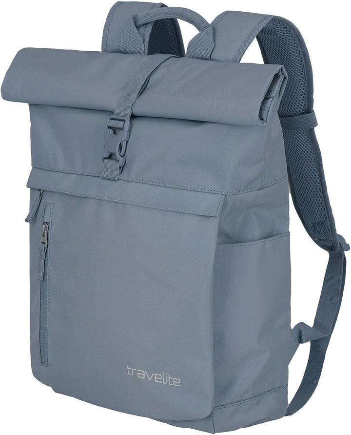 Travelite Handgepäck Rucksack, Laptop Rucksack 15,6 Zoll, BASICS, Reiserucksack Rolltop Funktion, 60
