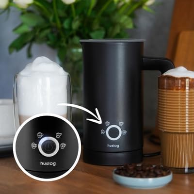 Milchaufschäumer mit Heizung, 4 Milchaufschäummodi, 500W, Schwarz, Schwarz