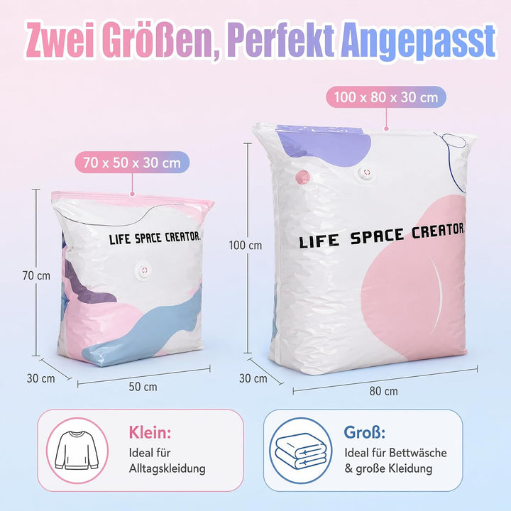 4 Stück Vakuumbeutel Ohne Pumpe, No‑Pump Vacuum Large Storage Bags