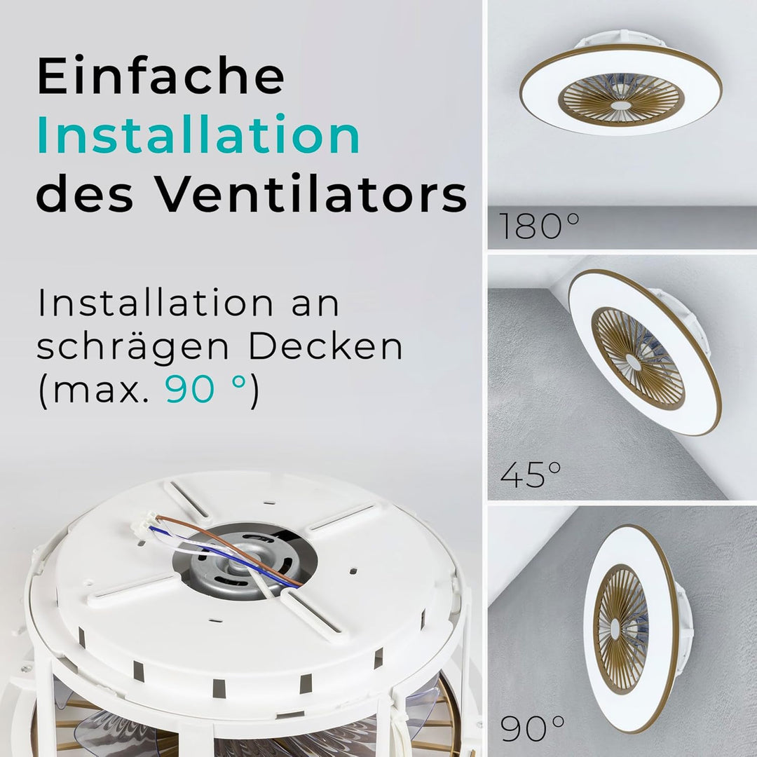 Noaton Deckenventilator mit Beleuchtung 11056CR Vega, LED Dimmbar max 40 W, 3 Farbtemperaturen, Fern