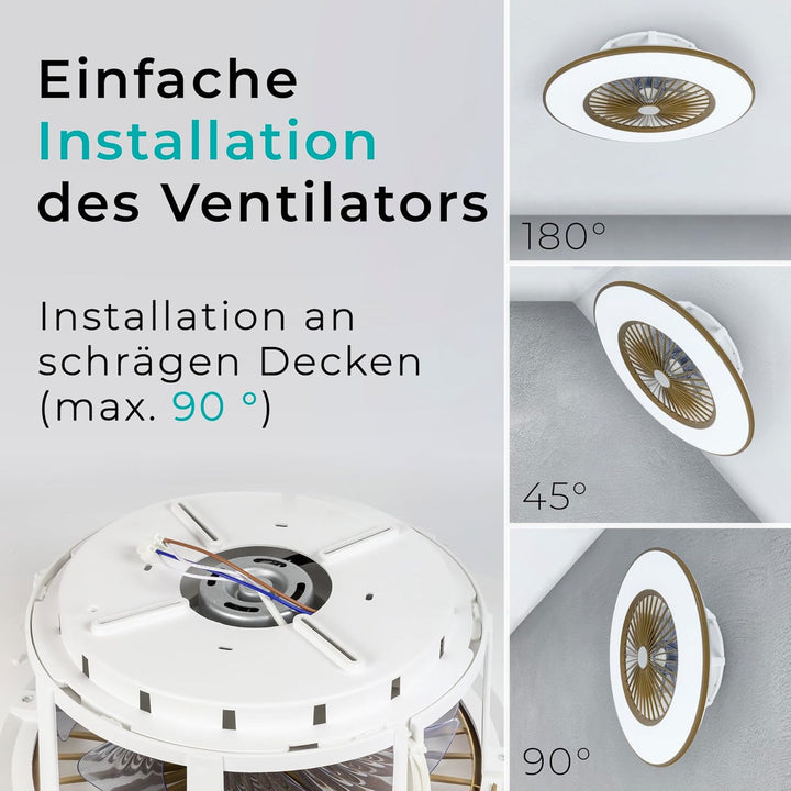Noaton Deckenventilator mit Beleuchtung 11056CR Vega, LED Dimmbar max 40 W, 3 Farbtemperaturen, Fern