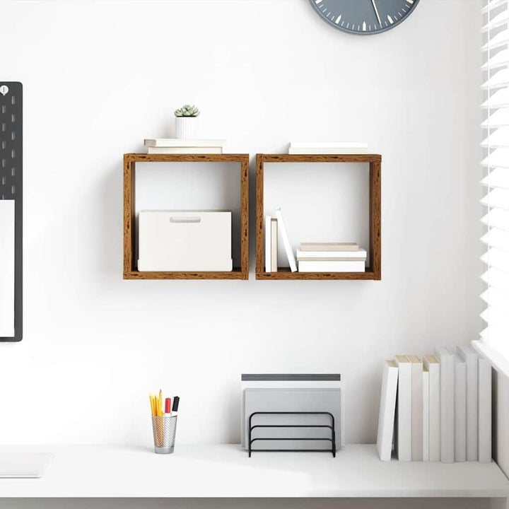 vidaXL Wandregale 2er Set Altholz 26X15X26 cm Massiv Rustikales Design Vielseitig Innenlagerung Wohn