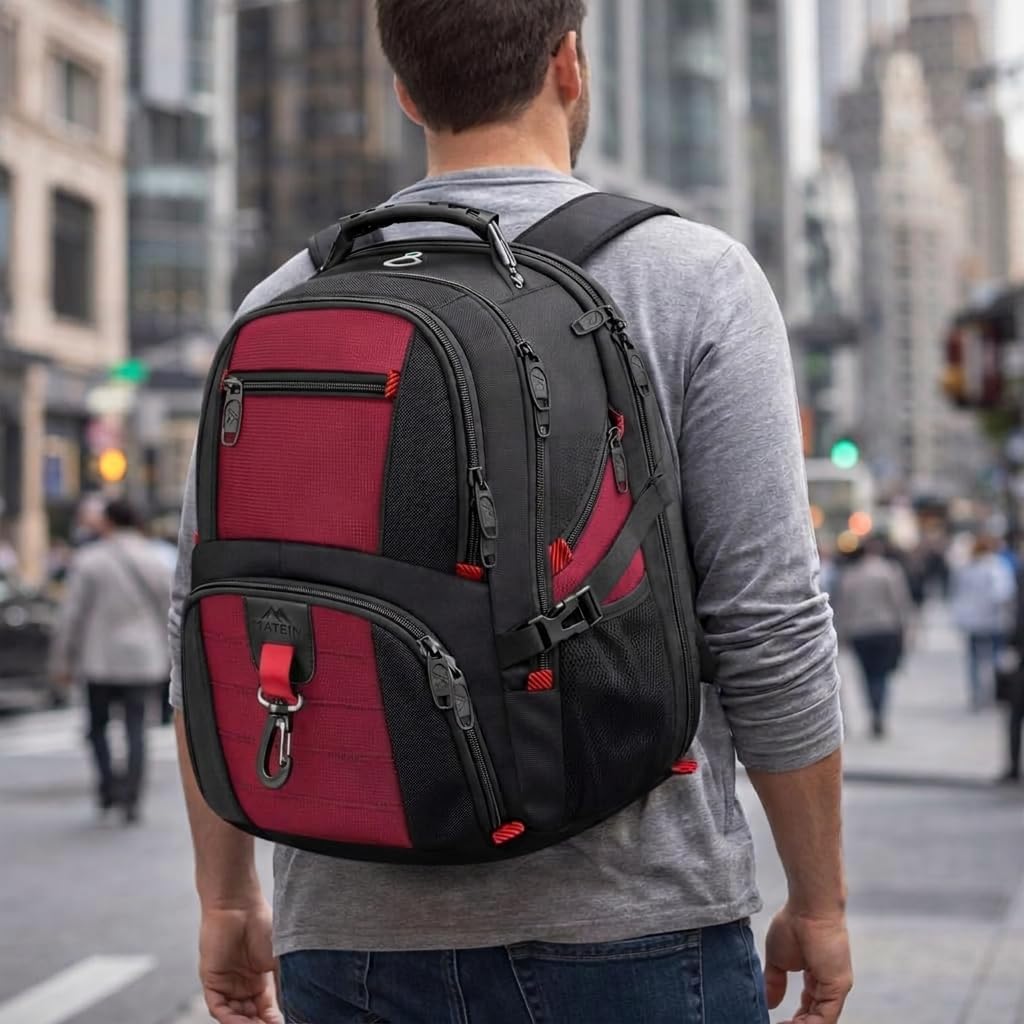 MATEIN Gross Laptop Rucksack Herren 17 Zoll, 17,3 Zoll Arbeit Wasserdicht Backpack Laptoptasche Reis