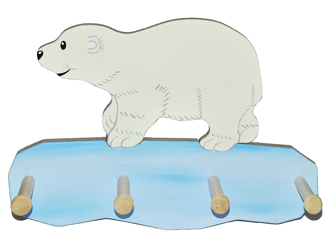 grosse Garderobe Eisbär Bären Teddy Bär - Holz mit 4 Haken - grosse stabile Wandgarderobe Garderoben
