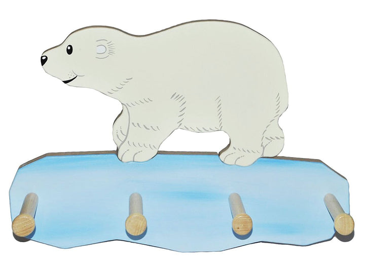 grosse Garderobe Eisbär Bären Teddy Bär - Holz mit 4 Haken - grosse stabile Wandgarderobe Garderoben