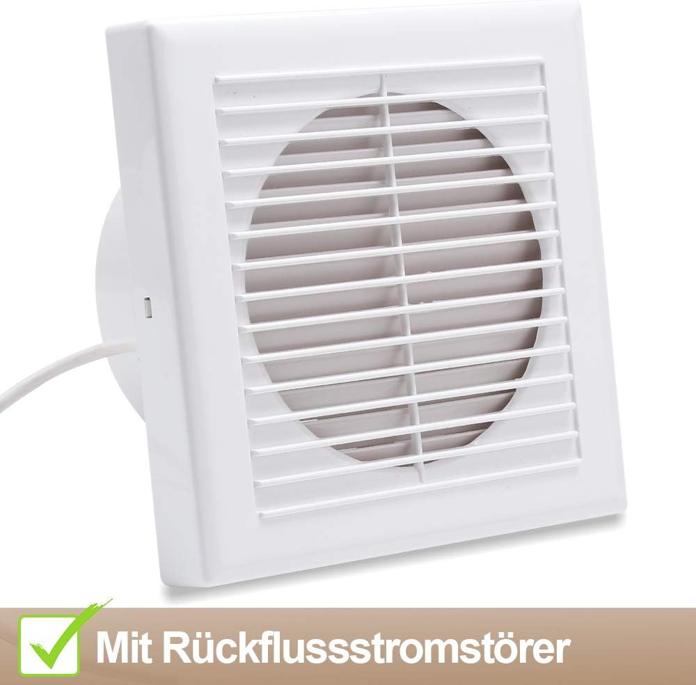 Jopassy Badlüfter 100 mm Abluftventilator, Wandventilator für Küche, Bad, Loftfenster und Keller, Ge
