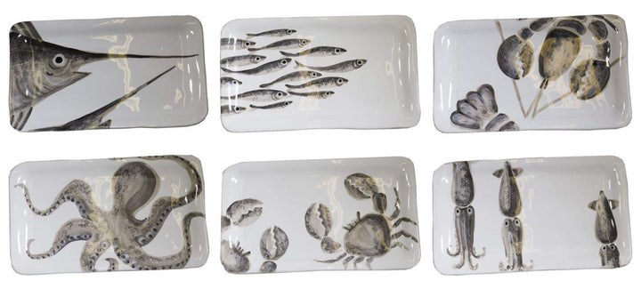CREAFLOR HOME 6er Set Servierplatte Marina Alle Motive 36x21cm Keramik Virginia Casa