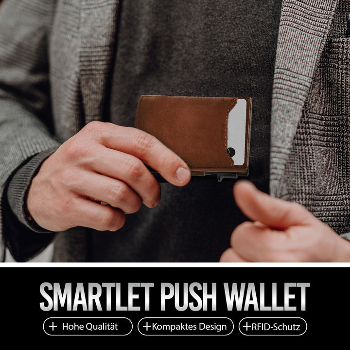 GenTo - Slim Wallet mit Münzfach - Geldbeutel Herren für 10 Karten - Geldbörse mit RFID Schutz - Sma