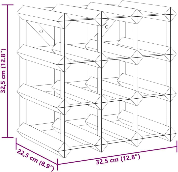 vidaXL Kiefernholz Massiv Weinregal für 12 Flaschen Modern Flaschenregal Flaschenständer Weinschrank