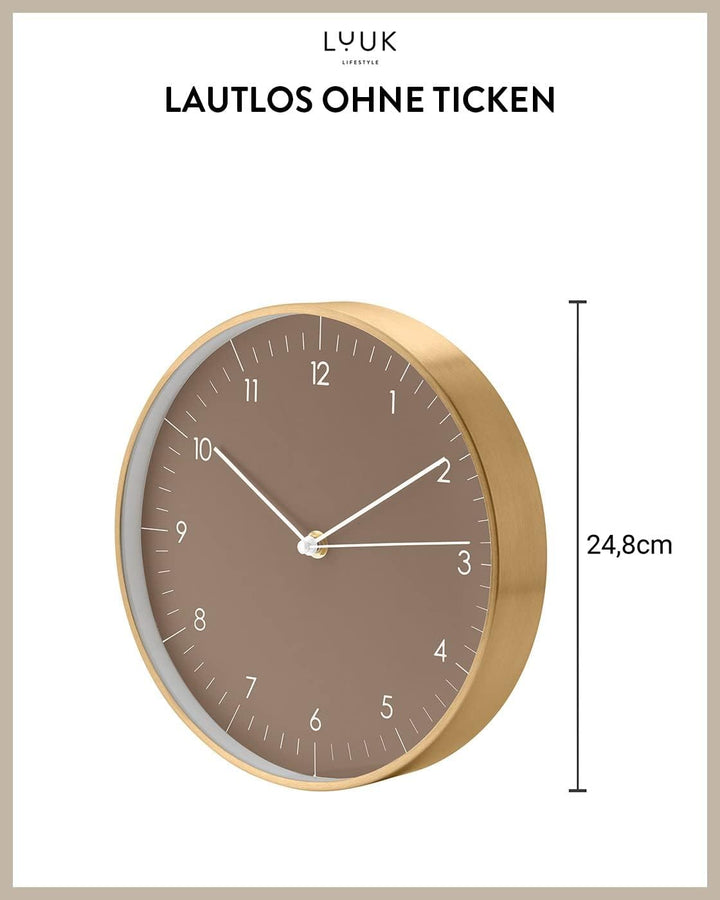 LUUK LIFESTYLE Skandinavische Quarz Wanduhr mit leisem Uhrwerk, ohne Ticken, nordisches Design, Gesc