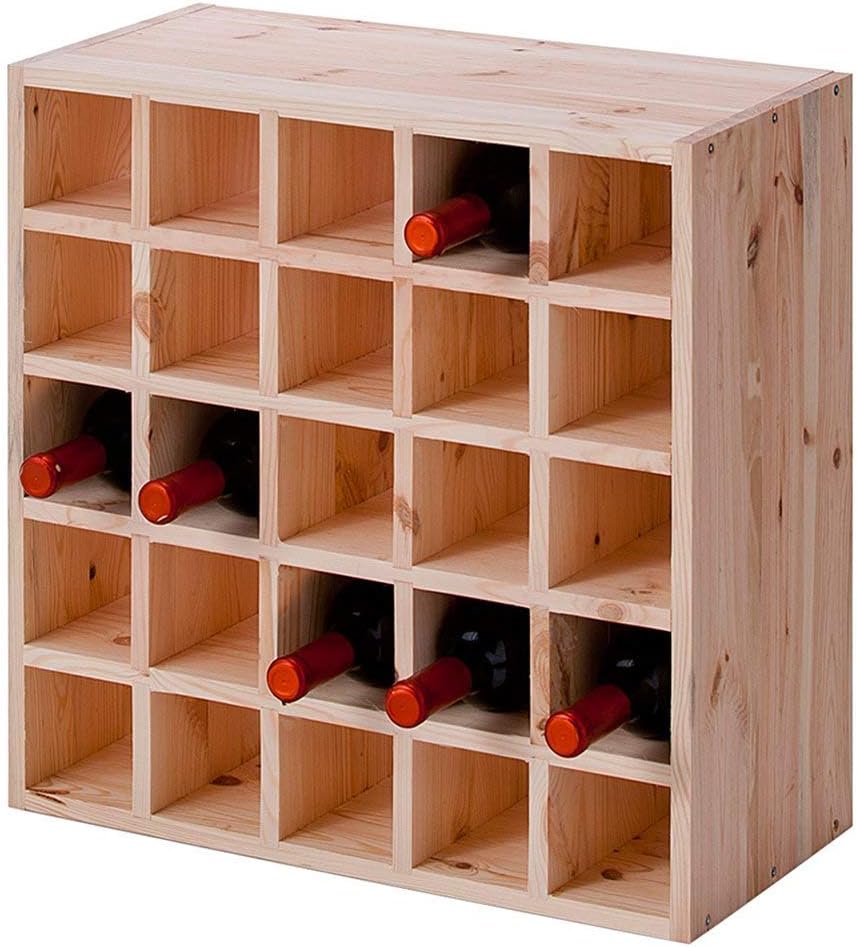 Zeller 13172 Weinregal für 25 Flaschen, Nadelholz, ca. 52 x 25 x 52 cm, 25
