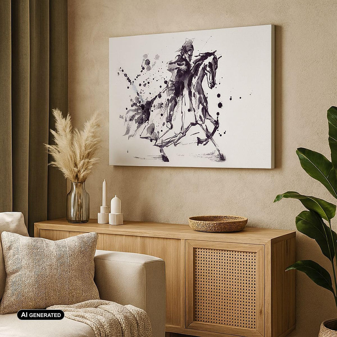Bilder auf Leinwand 100x70cm Leinwandbild Pferd Ritter Geschichte Reiten Gross Wanddeko Bild Schlafz