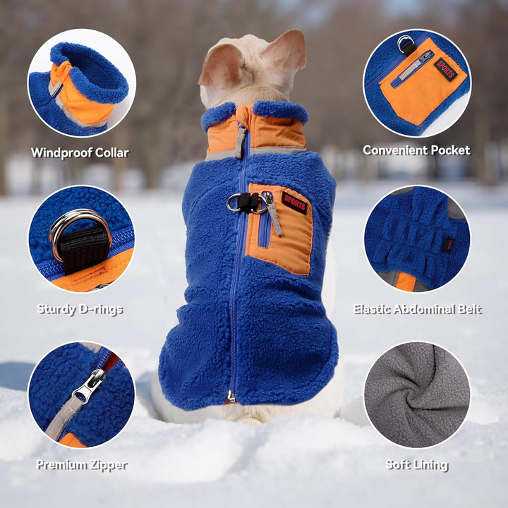 FEimaX Warme Hundemantel Winddichte Haustier Winter Fleece Hundejacke Winterweste mit D-Ring Hundekl