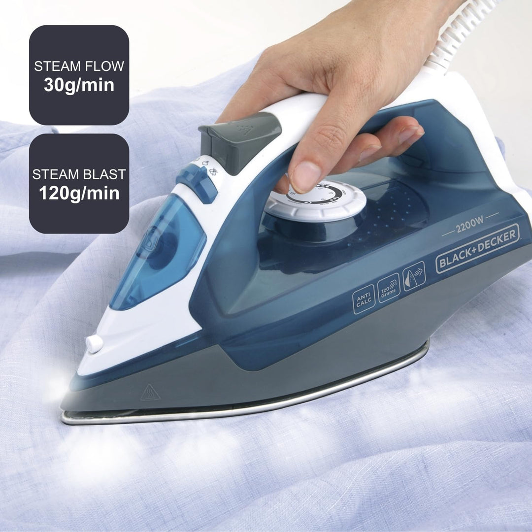 Black+Decker Blau BXIR2200E Dampfbügeleisen, 2200, Kunststoff, 370 milliliters 280ml 2200W Blau, 280