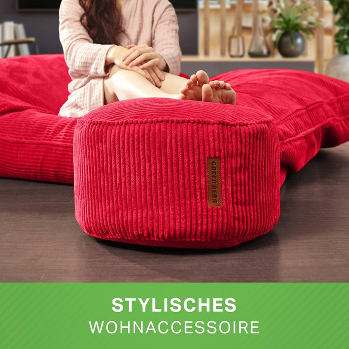 Green Bean® Indoor Sitzhocker Pouf 45x25cm EPS-Perlen Füllung & Cordstoff Kuschelig Weich Waschbar -