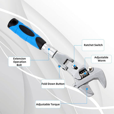 JTZXJJX Flexhead Verstellbarer Schraubenschlüssel, multifunktional, verstellbarer schnelles Rohrzang