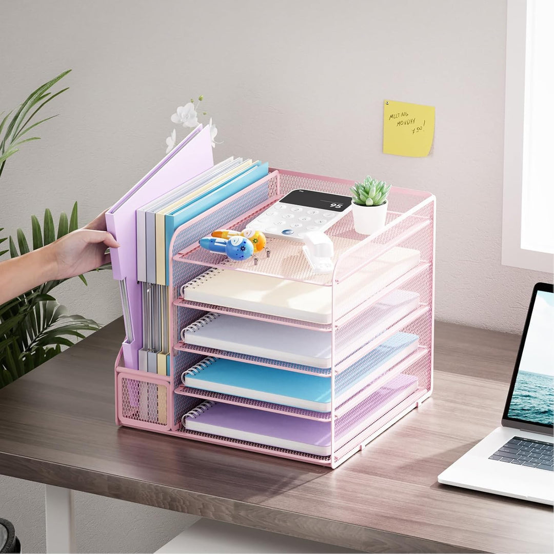 Marbrasse Schreibtisch Organizer und Büro Zubehör,5-Tier Briefablage,Mesh Büro Organizer für Schreib