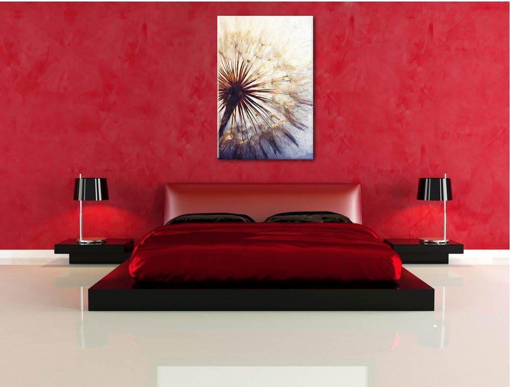 Pixxprint Schöne Pusteblume Pinsel Effekt, Format: 100x70 auf Leinwand, 100x70