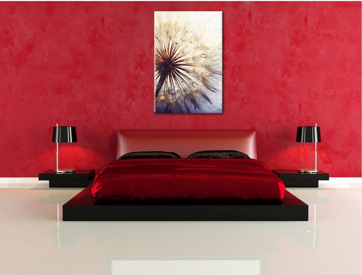Pixxprint Schöne Pusteblume Pinsel Effekt, Format: 100x70 auf Leinwand, 100x70