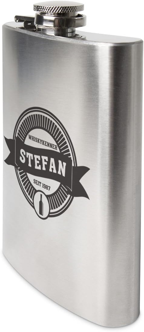 Flachmann Edelstahl 8oz. 237 ml mit individueller Gravur - Whiskykenner, Whiskykenner