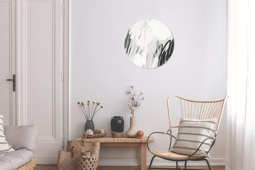 Wandbild Rund Wanddeko Deko Wohnzimmer Bilder 30x30 cm Kunst - Abstrakt - Grau, 30x30 cm