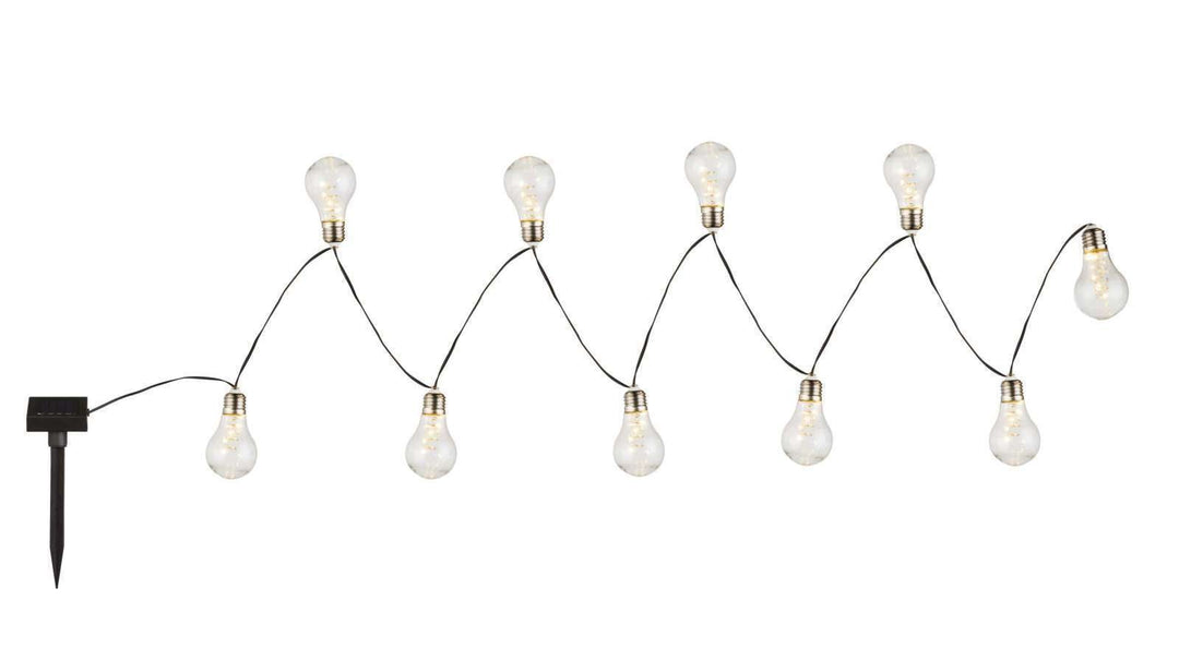 LED Solar Lichterkette Gartenparty Solarleuchte Solarlampe 10 Glübirnen Weihnachtsbeleuchtung Flash-