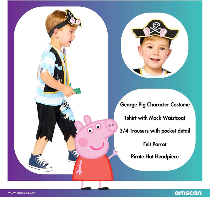 Amscan - Kinderkostüm Peppa Pig George Pirat, Seefahrer, Bandit, Freibeuter, Karneval, Mottoparty 86