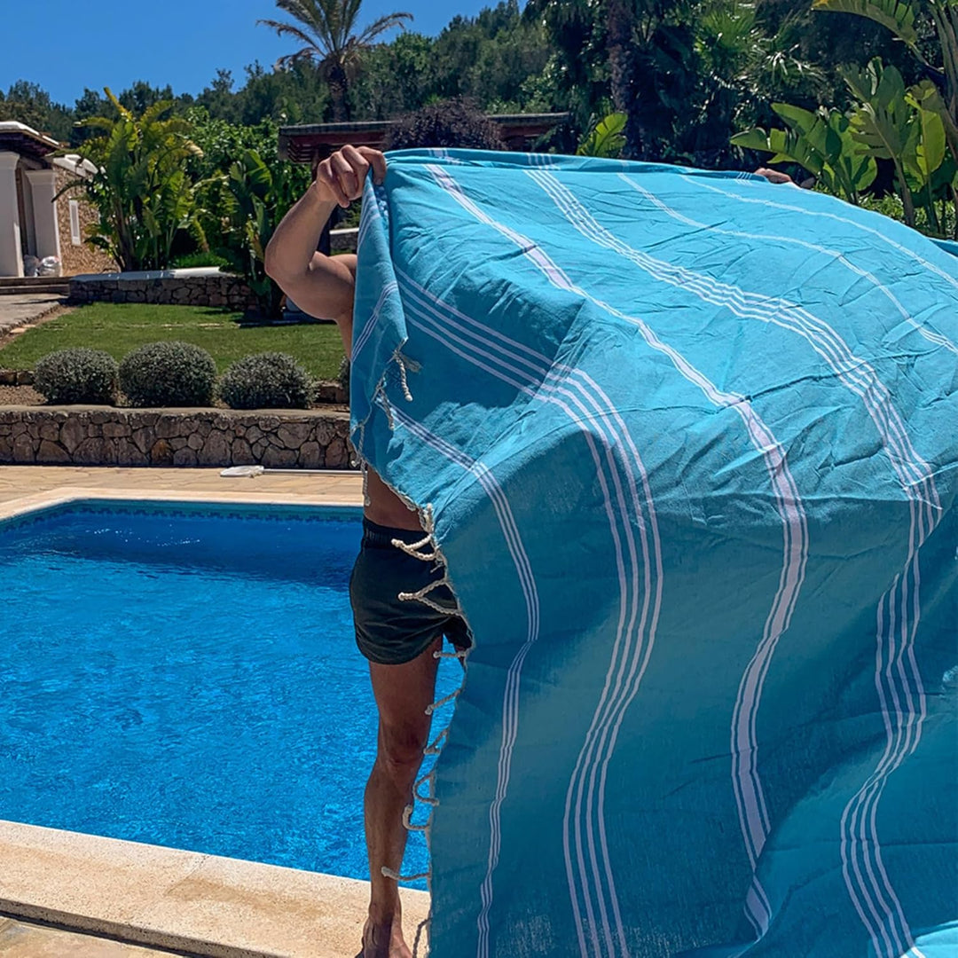 SOLTAKO Fouta Bali Premium XXL, Aqua, 200/200cm, Aqua 200/200cm