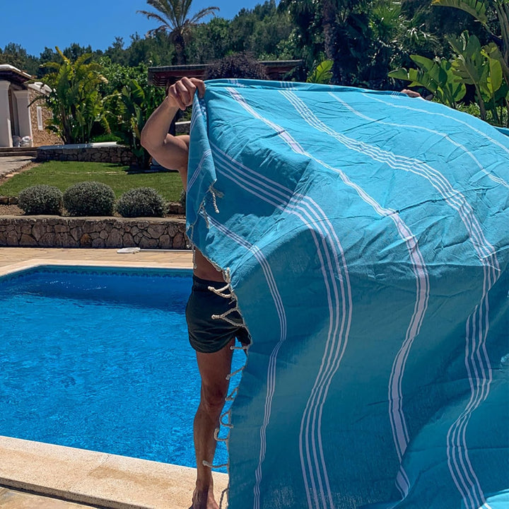 SOLTAKO Fouta Bali Premium XXL, Aqua, 200/200cm, Aqua 200/200cm