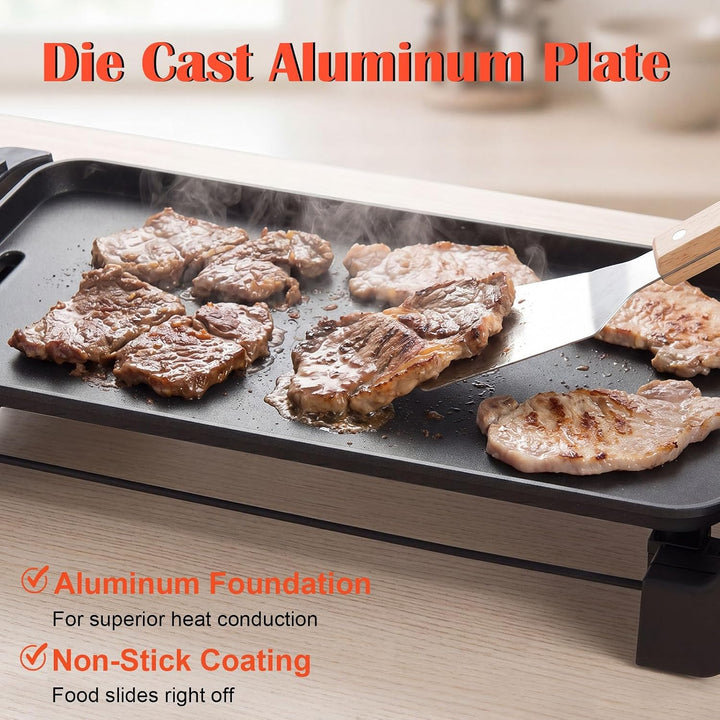 LIFEZEAL Elektrische Grillplatte, Tischgrill mit Grillfläche (50x20x8 cm), 50x20x8 cm
