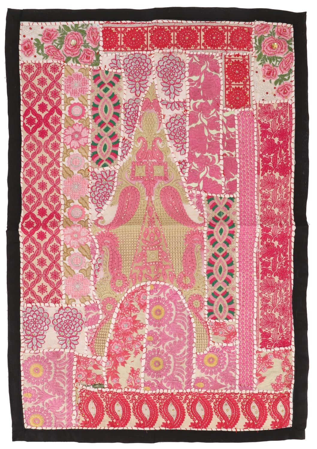 GURU SHOP Orientalischer Tischläufer, Wandbehang, Einzelstück 95x65 cm - Motiv 4, Mehrfarbig, Baumwo