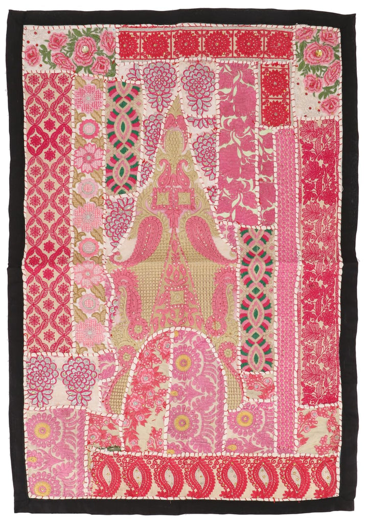 GURU SHOP Orientalischer Tischläufer, Wandbehang, Einzelstück 95x65 cm - Motiv 4, Mehrfarbig, Baumwo