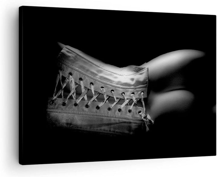 Bilder auf Leinwand Weiblicher Körper Leder Korsett Frau Leinwandbild 70x50cm Wandbilder Dekoration