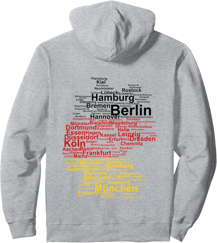 Deutschland Karte Umriss Städte Berlin Hamburg Köln Flagge Pullover Hoodie