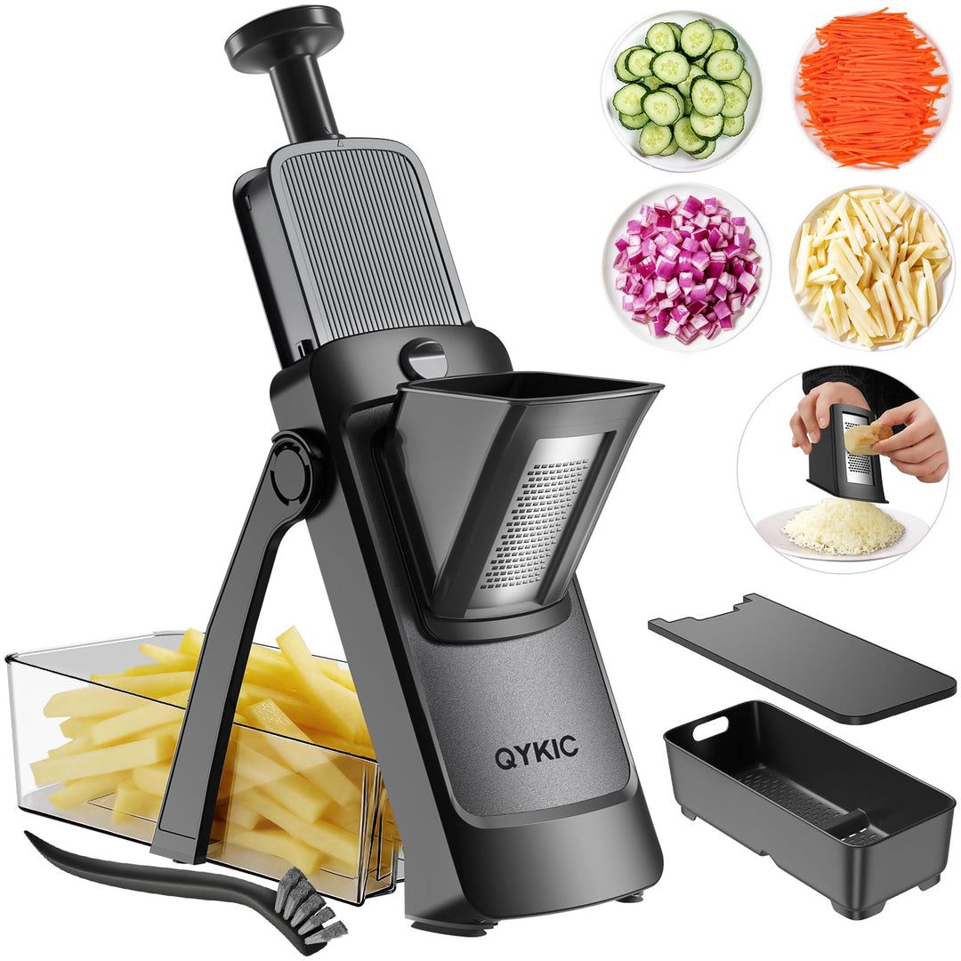 QYKIC Gemüseschneider, ONCE FOR ALL Verstellbar Gemüsehobel Mandoline Vegetable Slicer Kartoffelschn