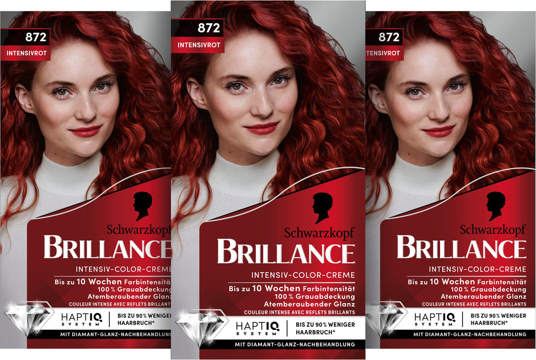 Brillance Intensiv-Color-Creme 872 Intensivrot (160 ml), dauerhafte Haarfarbe mit Diamant-Glanz und