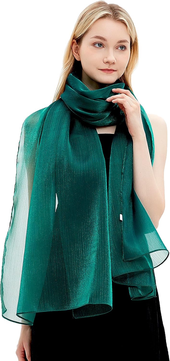Damen Schals und Wraps für Abendkleider Leichte Sheer Crepe Tücher Shimmer Hochzeit Party Stole Dunk
