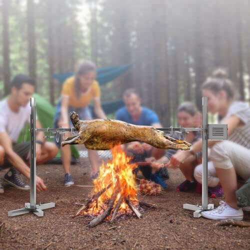 Elektrischer Grillspie Drehspie Drehspiess Grill Rotisserie Spanferkelgrill mit 2 Fleischnadeln für