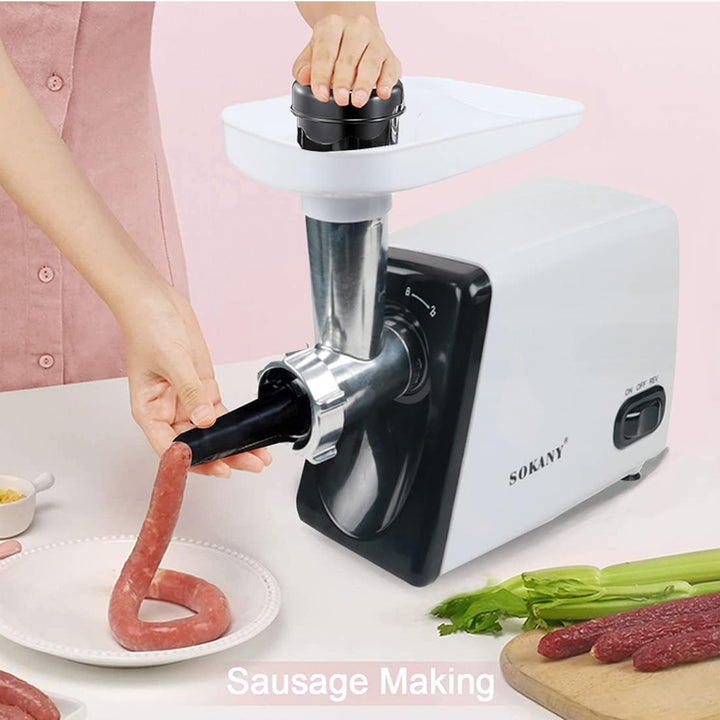 SOKANY SK-312 Fleischwolf Elektrisch Fleischmaschine 2500W, 3-IN-1 Multi Küchenmaschine Wurstfüller