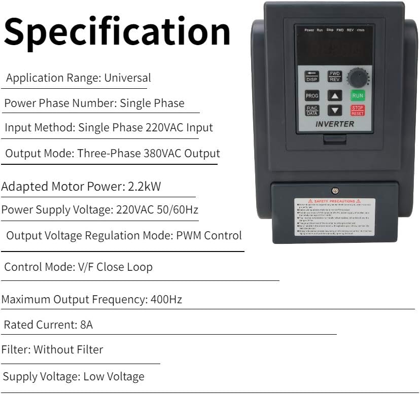VFD Wechselrichter,VFD Frequenzumrichter 2,2 kW Einphasiger 220VAC Eingang Dreiphasiger 380VAC Ausga